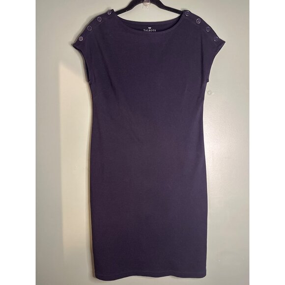 Talbots Petites SP Navy Blue 100% Cotton Dress Career Chic Academia Classic - Picture 1 of 6